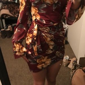 Floral Wrap Dress Off The Shoulder